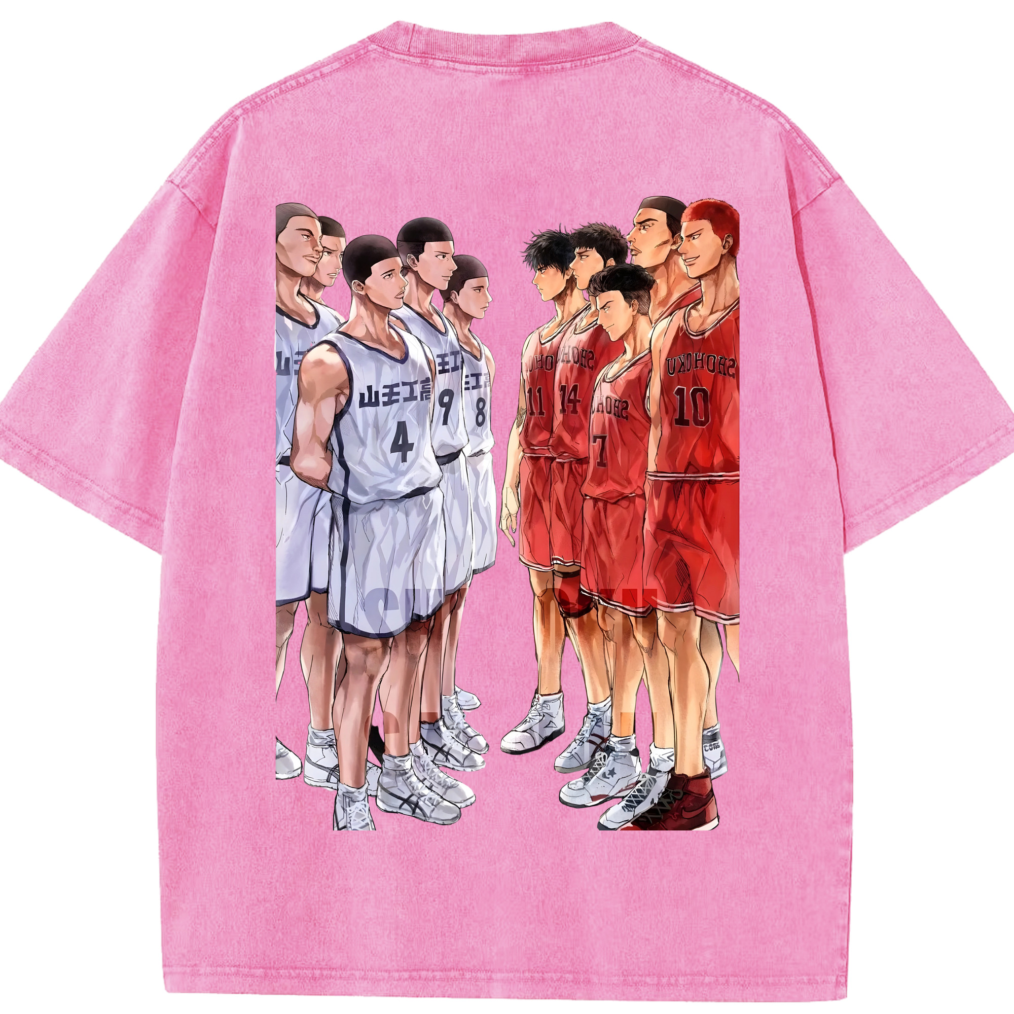SLAM DUNK／スラムダンク 綿100% ヴィンテージ風 半袖Tシャツ（背面プリント）